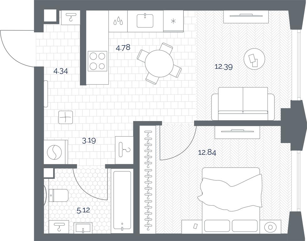 Apartment Sale, 42.66 sq. m. at TATE, Vetkina Street, Moscow, Russia #1