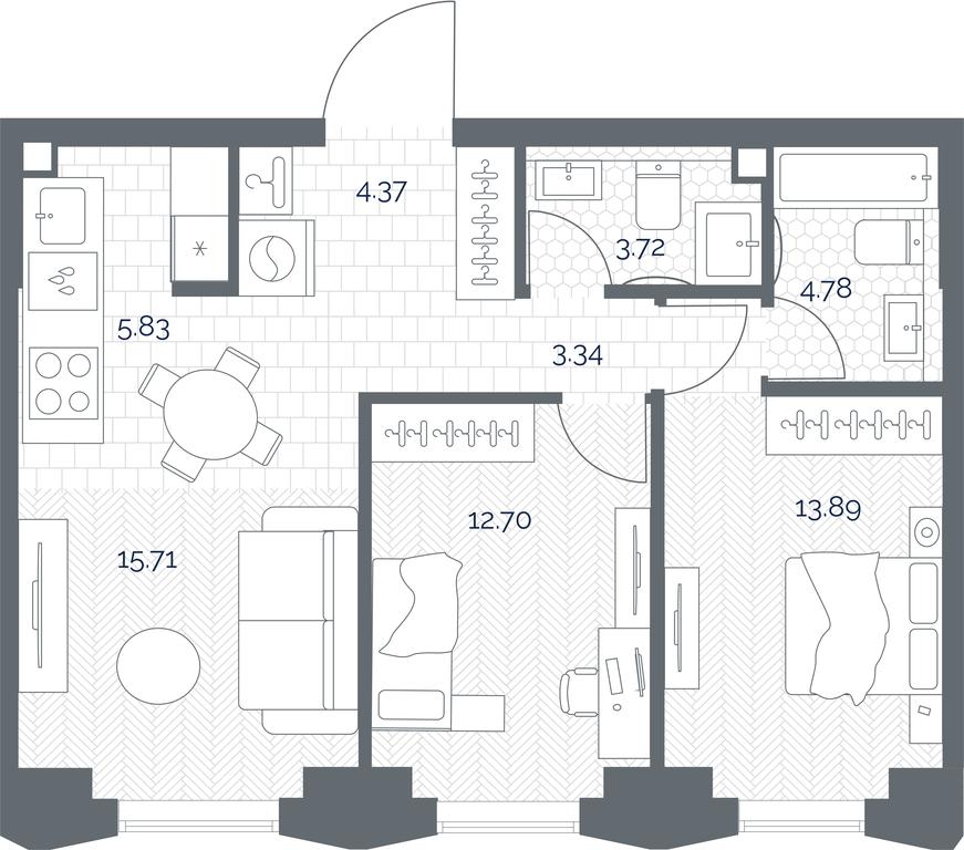 1-BD Apartment Sale, 64.34 sq. m. at TATE, Vetkina Street, Moscow, Russia #1