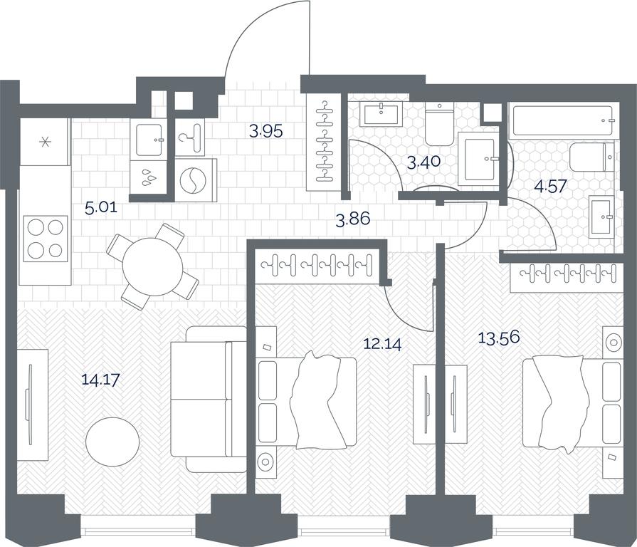 1-BD Apartment Sale, 60.66 sq. m. at TATE, Vetkina Street, Moscow, Russia #1