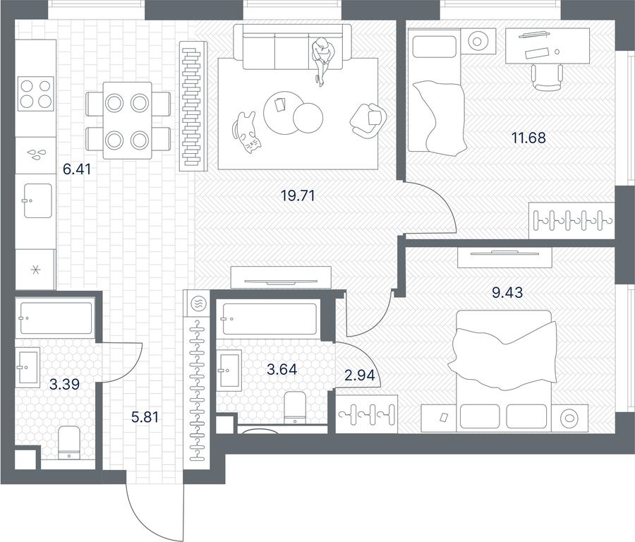 1-BD Apartment Sale, 63.01 sq. m. at TATE, Vetkina Street, Moscow, Russia #1