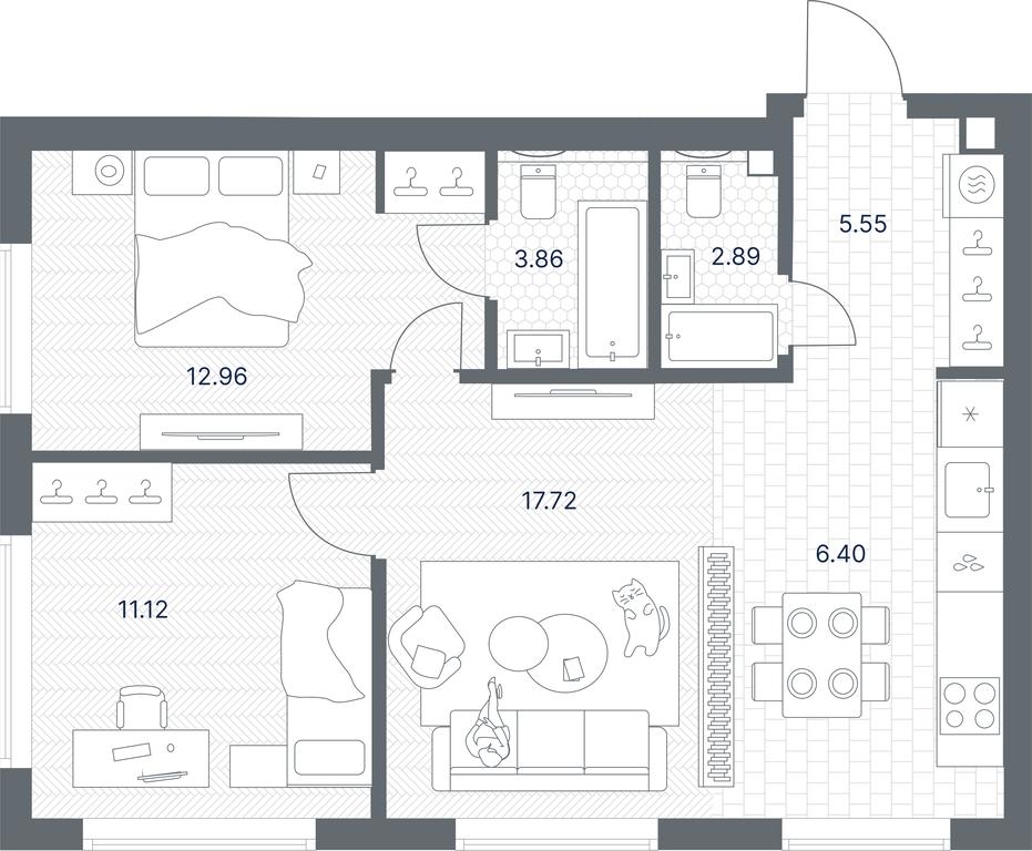 1-BD Apartment Sale, 60.5 sq. m. at TATE, Vetkina Street, Moscow, Russia #1