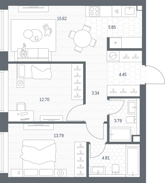 1-BD Apartment Sale, 64.35 sq. m. at TATE, Vetkina Street, Moscow, Russia #1