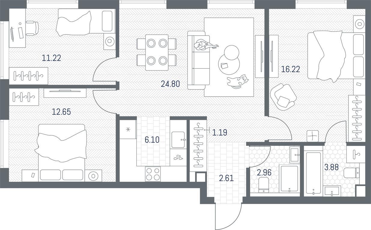 2-BD Apartment Sale, 81.63 sq. m. at TATE, Vetkina Street, Moscow, Russia #1