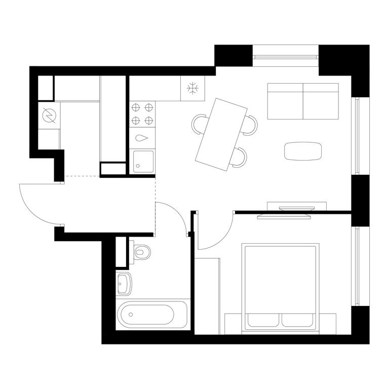 1-BD Apartment Sale, 35.8平方米 at Kutuzovskiy Kvartal, Ivana Franko Street, 20к1, Moscow, Russia #1
