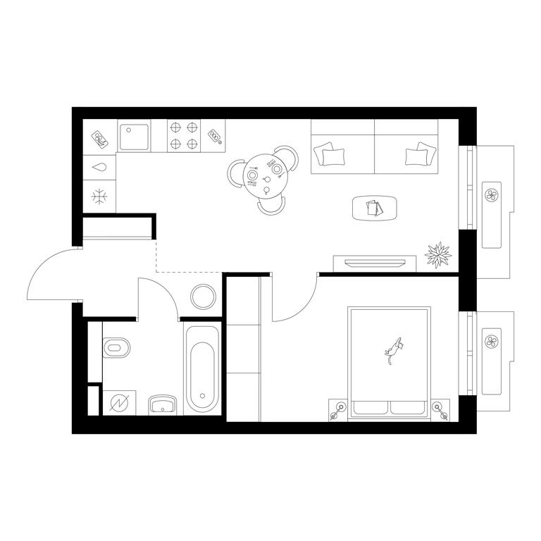1-BD Apartment Sale, 35.6平方米 at Salarevo Park, Salaryevskaya Street, 8к1, Moskovskiy Settlement, Moscow, Russia #1