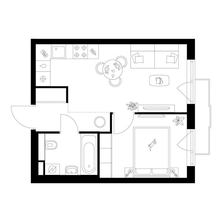 1-BD Apartment Sale, 32.8 sq. m. at Salarevo Park, Salaryevskaya Street, 8к1, Moskovskiy Settlement, Moscow, Russia #1