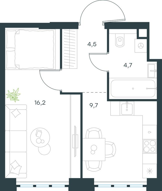 Apartment Sale, 35.1 sq. m. at Level Yzhnoportovaya, Yuzhnoportovaya Street, 28Ас17, Moscow, Russia #1