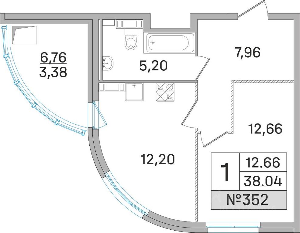 Apartment Sale, 37.5平方米 at Dom-Megalit v Korolyove, Kalinina Street, 11, Korolyov, Moscow Region, Russia #1