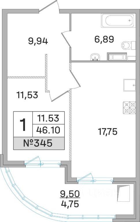 Apartment Sale, 46.3 sq. m. at Dom-Megalit v Korolyove, Kalinina Street, 11, Korolyov, Moscow Region, Russia #1 Apartment Sale, 46.3 sq. m. at Dom-Megalit v Korolyove, Kalinina Street, 11, Korolyov, Moscow Region, Russia #1