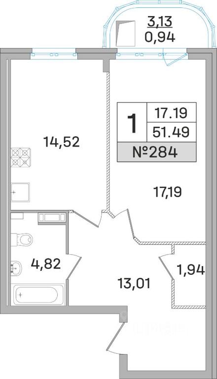 Apartment Sale, 51平方米 at Dom-Megalit v Korolyove, Kalinina Street, 11, Korolyov, Moscow Region, Russia #1