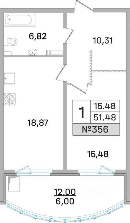 Apartment Sale, 51.1 sq. m. at Dom-Megalit v Korolyove, Kalinina Street, 11, Korolyov, Moscow Region, Russia #1