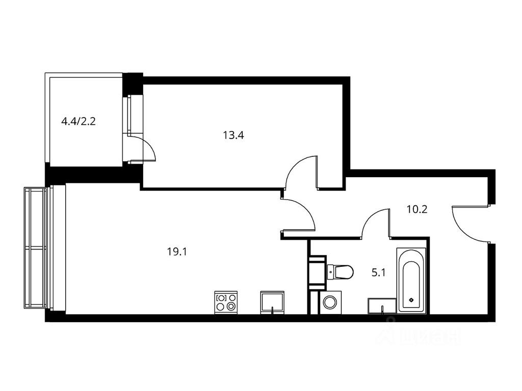 1-BD Apartment Sale, 50平方米 at Solnechny Park, zhiloy kompleks Solnechny park, Schyolkovo, Moscow Region, Russia #1