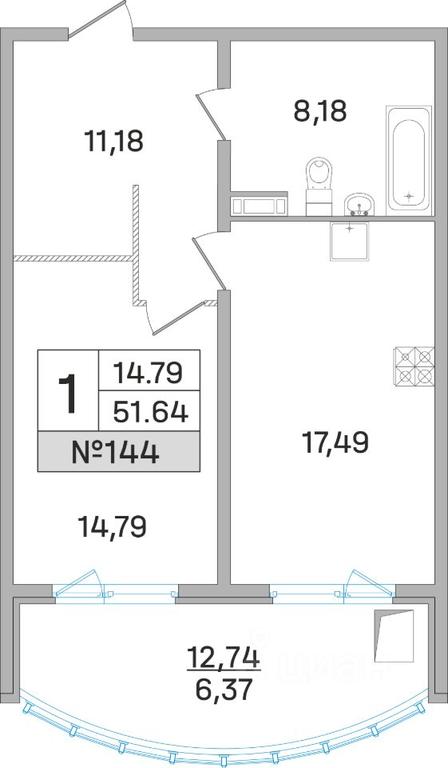 Apartment Sale, 51.3平方米 at Dom-Megalit v Korolyove, Kalinina Street, 11, Korolyov, Moscow Region, Russia #1 Apartment Sale, 51.3平方米 at Dom-Megalit v Korolyove, Kalinina Street, 11, Korolyov, Moscow Region, Russia #1