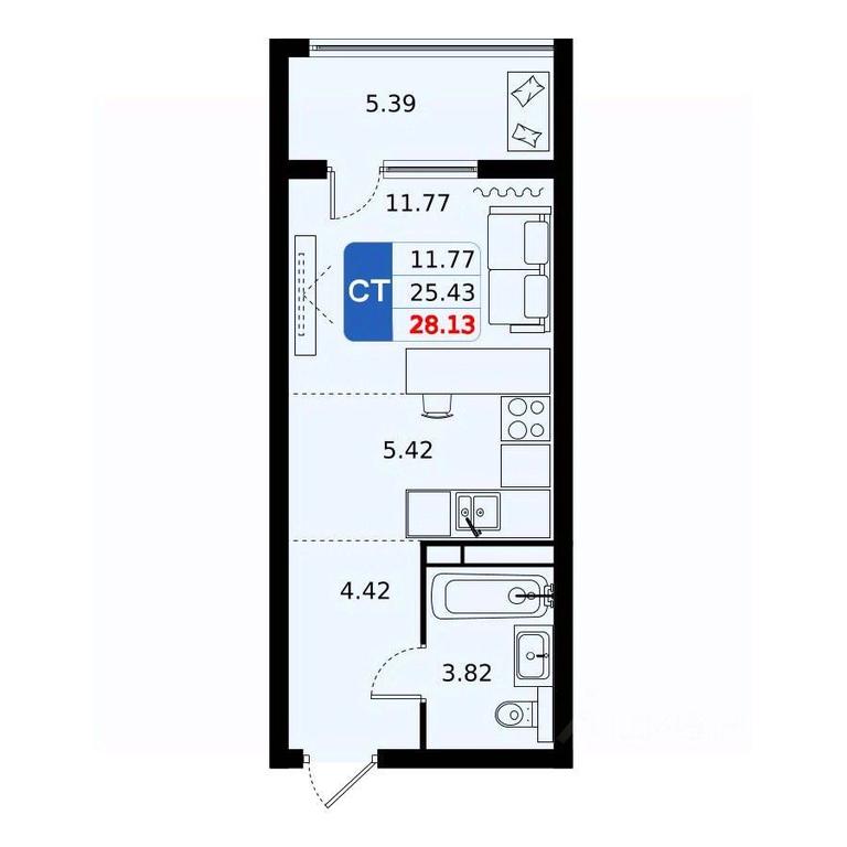 Apartment Sale, 28.13 sq. m. at Domodedovo park, Tvorchestva Street, Domodedovo Village, Domodedovo City District, Moscow Region, Russia #1 Apartment Sale, 28.13 sq. m. at Domodedovo park, Tvorchestva Street, Domodedovo Village, Domodedovo City District, Moscow Region, Russia #1