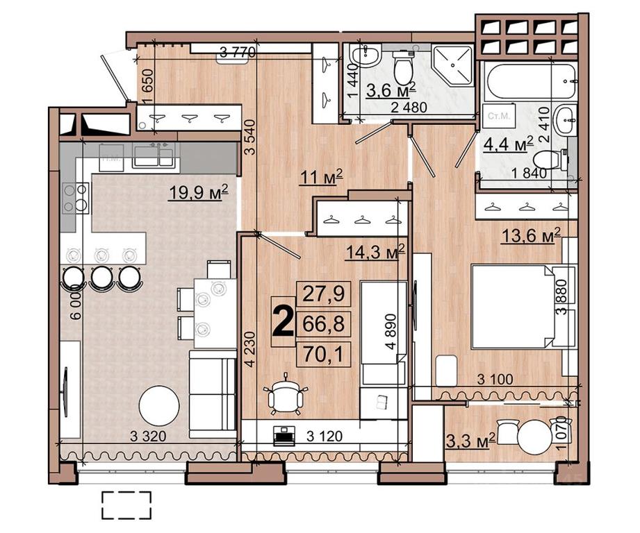 1-BD Apartment Sale, 70.1 sq. m. at Grand Komfort, Gudkova Street, Zhukovsky, Moscow Region, Russia #1 1-BD Apartment Sale, 70.1 sq. m. at Grand Komfort, Gudkova Street, Zhukovsky, Moscow Region, Russia #1