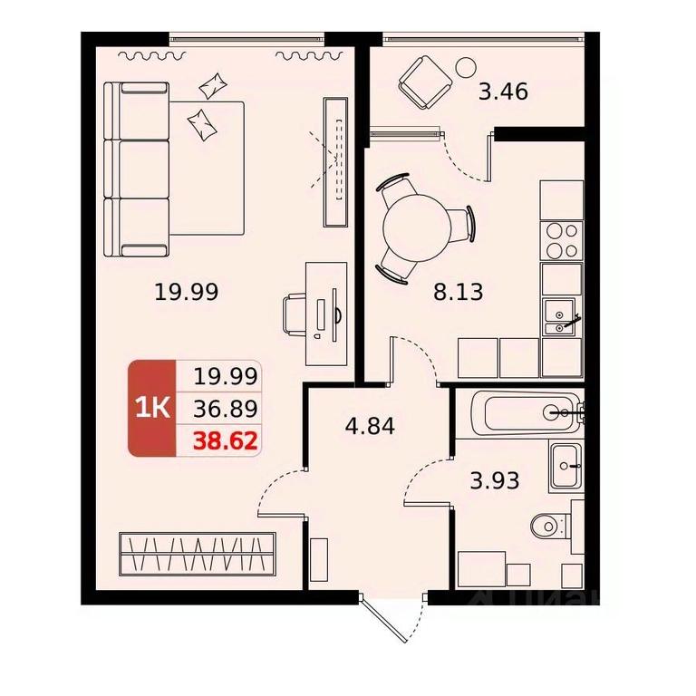 Apartment Sale, 38.62平方米 at Domodedovo park, Tvorchestva Street, Domodedovo Village, Domodedovo City District, Moscow Region, Russia #1 Apartment Sale, 38.62平方米 at Domodedovo park, Tvorchestva Street, Domodedovo Village, Domodedovo City District, Moscow Region, Russia #1