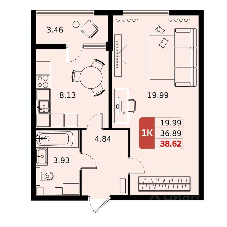Apartment Sale, 38.62平方米 at Domodedovo park, Tvorchestva Street, Domodedovo Village, Domodedovo City District, Moscow Region, Russia #1 Apartment Sale, 38.62平方米 at Domodedovo park, Tvorchestva Street, Domodedovo Village, Domodedovo City District, Moscow Region, Russia #1
