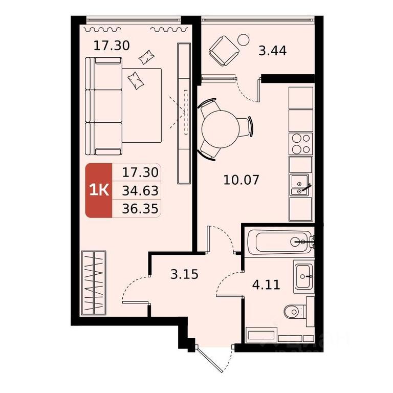 Apartment Sale, 36.35平方米 at Domodedovo park, Tvorchestva Street, Domodedovo Village, Domodedovo City District, Moscow Region, Russia #1 Apartment Sale, 36.35平方米 at Domodedovo park, Tvorchestva Street, Domodedovo Village, Domodedovo City District, Moscow Region, Russia #1
