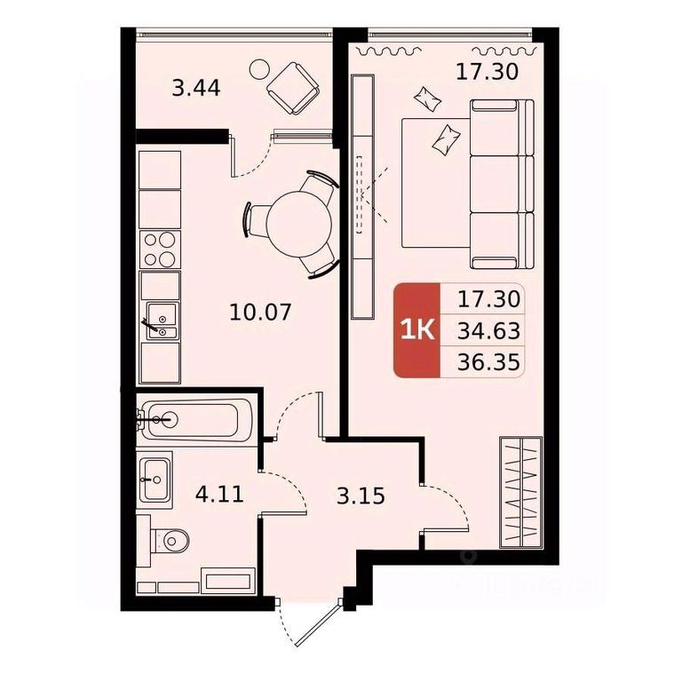 Apartment Sale, 36.35平方米 at Domodedovo park, Tvorchestva Street, Domodedovo Village, Domodedovo City District, Moscow Region, Russia #1 Apartment Sale, 36.35平方米 at Domodedovo park, Tvorchestva Street, Domodedovo Village, Domodedovo City District, Moscow Region, Russia #1