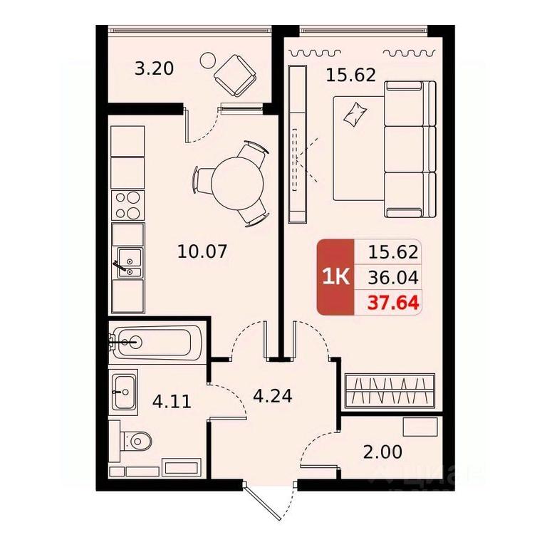 Apartment Sale, 37.64 sq. m. at Domodedovo park, Tvorchestva Street, Domodedovo Village, Domodedovo City District, Moscow Region, Russia #1 Apartment Sale, 37.64 sq. m. at Domodedovo park, Tvorchestva Street, Domodedovo Village, Domodedovo City District, Moscow Region, Russia #1