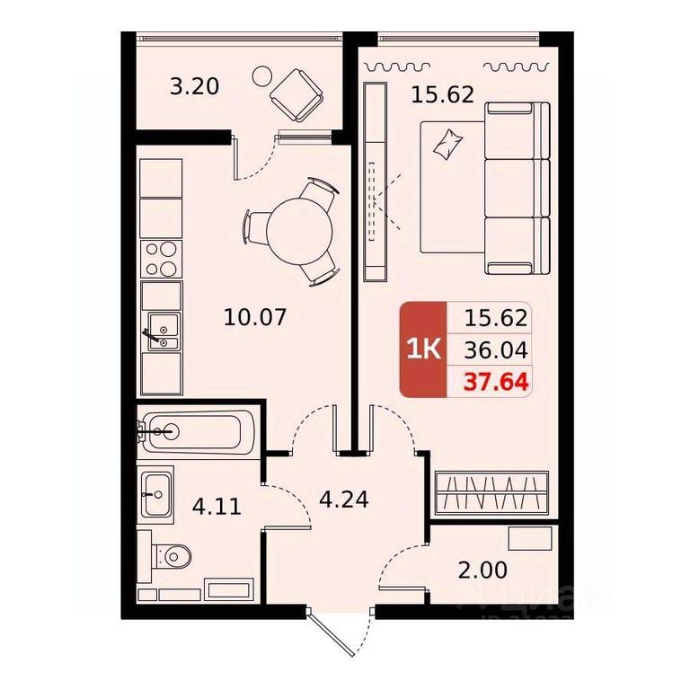 Apartment Sale, 37.64平方米 at Domodedovo park, Tvorchestva Street, Domodedovo Village, Domodedovo City District, Moscow Region, Russia #1 Apartment Sale, 37.64平方米 at Domodedovo park, Tvorchestva Street, Domodedovo Village, Domodedovo City District, Moscow Region, Russia #1