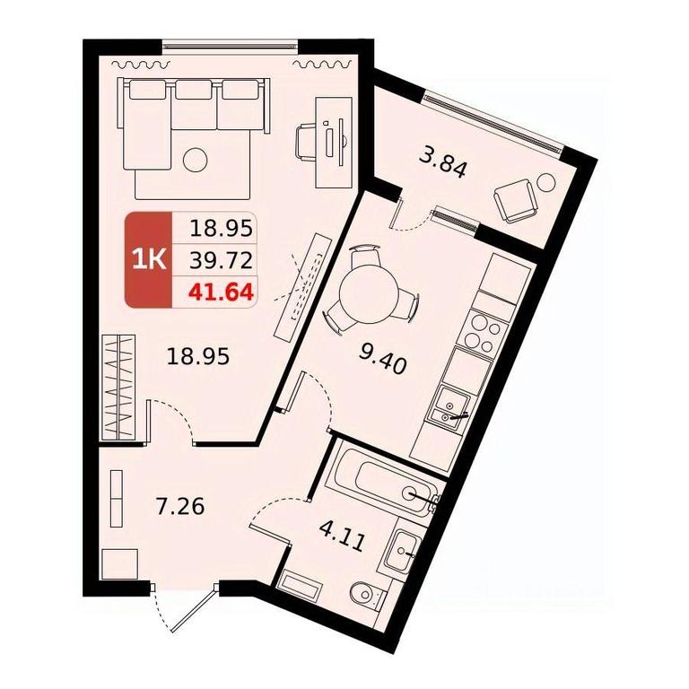Apartment Sale, 41.64平方米 at Domodedovo park, Tvorchestva Street, Domodedovo Village, Domodedovo City District, Moscow Region, Russia #1 Apartment Sale, 41.64平方米 at Domodedovo park, Tvorchestva Street, Domodedovo Village, Domodedovo City District, Moscow Region, Russia #1