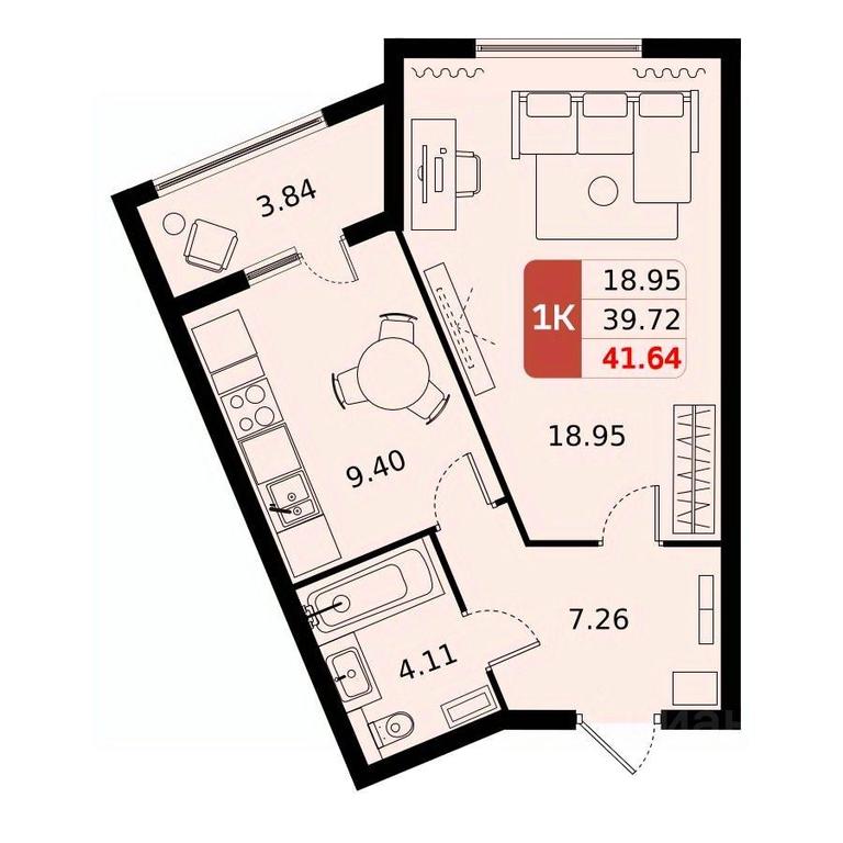 Apartment Sale, 41.64平方米 at Domodedovo park, Tvorchestva Street, Domodedovo Village, Domodedovo City District, Moscow Region, Russia #1 Apartment Sale, 41.64平方米 at Domodedovo park, Tvorchestva Street, Domodedovo Village, Domodedovo City District, Moscow Region, Russia #1