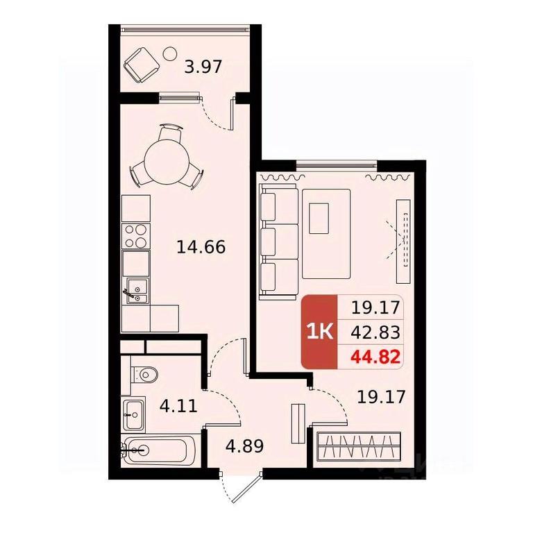 Apartment Sale, 44.82平方米 at Domodedovo park, Tvorchestva Street, Domodedovo Village, Domodedovo City District, Moscow Region, Russia #1 Apartment Sale, 44.82平方米 at Domodedovo park, Tvorchestva Street, Domodedovo Village, Domodedovo City District, Moscow Region, Russia #1