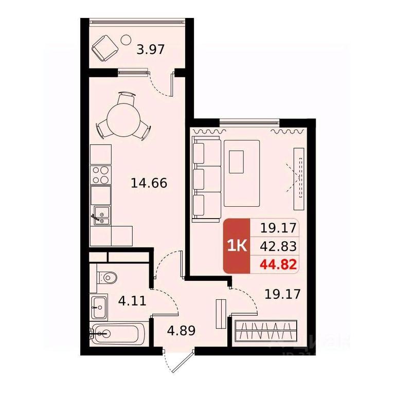 Apartment Sale, 44.82平方米 at Domodedovo park, Tvorchestva Street, Domodedovo Village, Domodedovo City District, Moscow Region, Russia #1 Apartment Sale, 44.82平方米 at Domodedovo park, Tvorchestva Street, Domodedovo Village, Domodedovo City District, Moscow Region, Russia #1