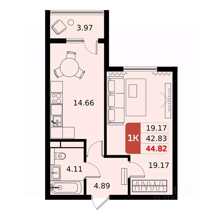 Apartment Sale, 44.82平方米 at Domodedovo park, Tvorchestva Street, Domodedovo Village, Domodedovo City District, Moscow Region, Russia #1 Apartment Sale, 44.82平方米 at Domodedovo park, Tvorchestva Street, Domodedovo Village, Domodedovo City District, Moscow Region, Russia #1