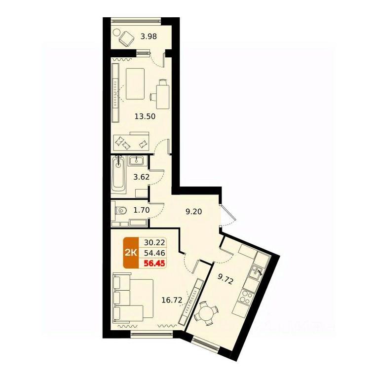 1-BD Apartment Sale, 56.45平方米 at Domodedovo park, Tvorchestva Street, Domodedovo Village, Domodedovo City District, Moscow Region, Russia #1 1-BD Apartment Sale, 56.45平方米 at Domodedovo park, Tvorchestva Street, Domodedovo Village, Domodedovo City District, Moscow Region, Russia #1