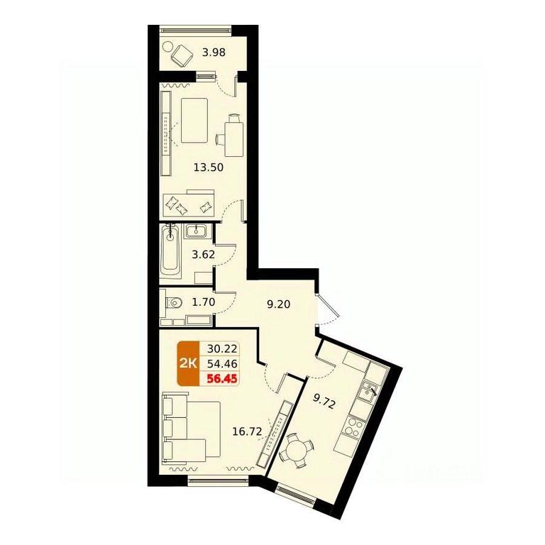 1-BD Apartment Sale, 56.45平方米 at Domodedovo park, Tvorchestva Street, Domodedovo Village, Domodedovo City District, Moscow Region, Russia #1 1-BD Apartment Sale, 56.45平方米 at Domodedovo park, Tvorchestva Street, Domodedovo Village, Domodedovo City District, Moscow Region, Russia #1