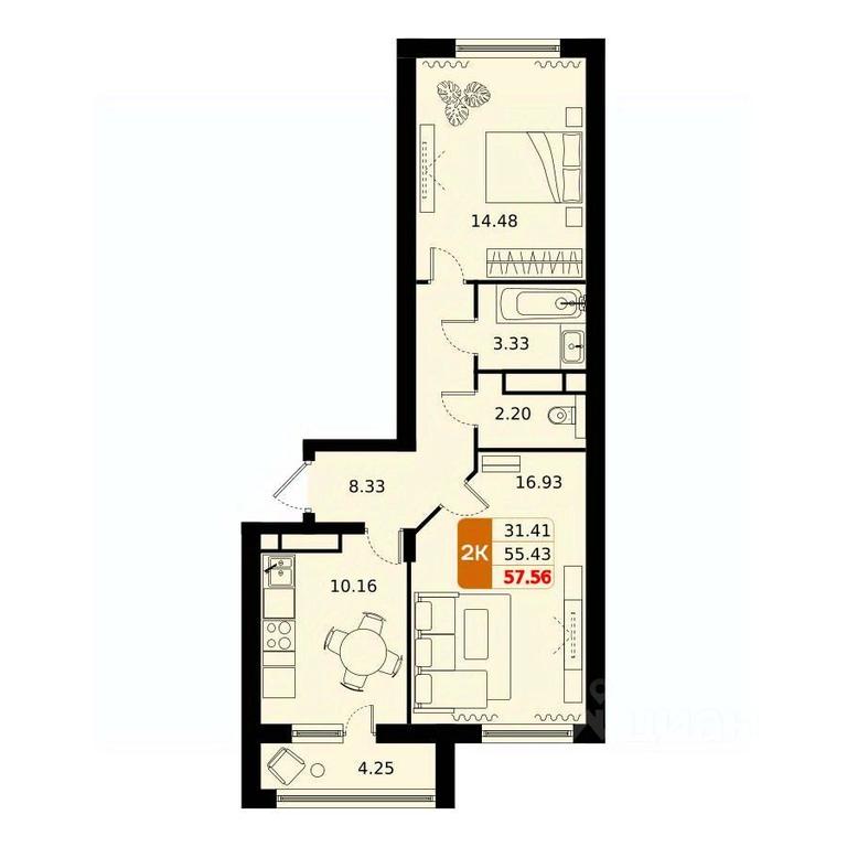 1-BD Apartment Sale, 57.56平方米 at Domodedovo park, Tvorchestva Street, Domodedovo Village, Domodedovo City District, Moscow Region, Russia #1 1-BD Apartment Sale, 57.56平方米 at Domodedovo park, Tvorchestva Street, Domodedovo Village, Domodedovo City District, Moscow Region, Russia #1