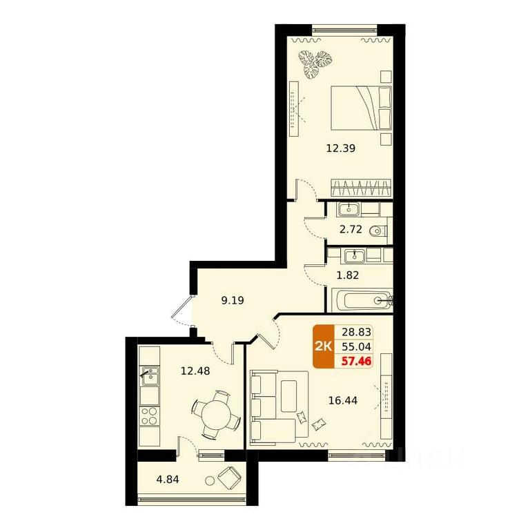 Продажа 1-комн. квартиры, 57,46 м² в ЖК «Домодедово парк», улица Творчества, село Домодедово, городской округ Домодедово, Московская область, Россия #1 Продажа 1-комн. квартиры, 57,46 м² в ЖК «Домодедово парк», улица Творчества, село Домодедово, городской округ Домодедово, Московская область, Россия #1