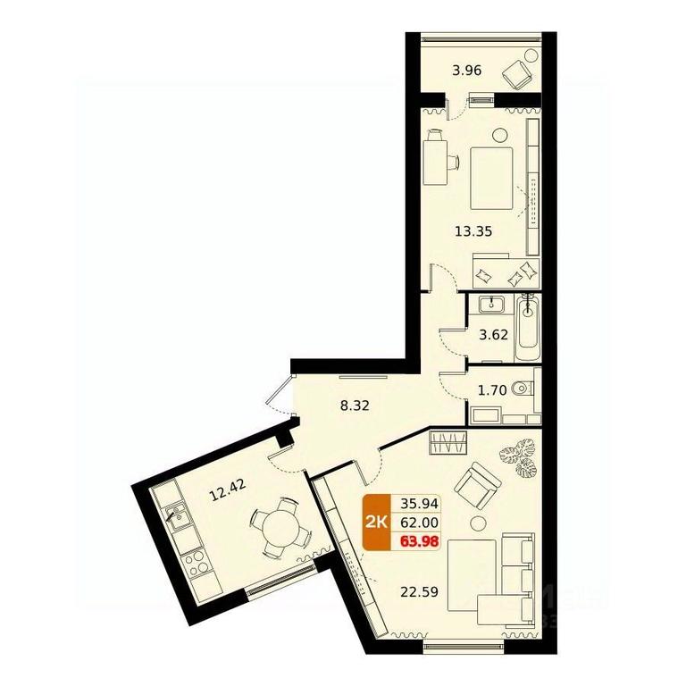 Продажа 1-комн. квартиры, 63,98 м² в ЖК «Домодедово парк», улица Творчества, село Домодедово, городской округ Домодедово, Московская область, Россия #1 Продажа 1-комн. квартиры, 63,98 м² в ЖК «Домодедово парк», улица Творчества, село Домодедово, городской округ Домодедово, Московская область, Россия #1