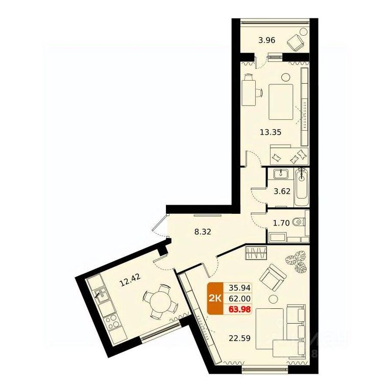 1-BD Apartment Sale, 63.98平方米 at Domodedovo park, Tvorchestva Street, Domodedovo Village, Domodedovo City District, Moscow Region, Russia #1 1-BD Apartment Sale, 63.98平方米 at Domodedovo park, Tvorchestva Street, Domodedovo Village, Domodedovo City District, Moscow Region, Russia #1