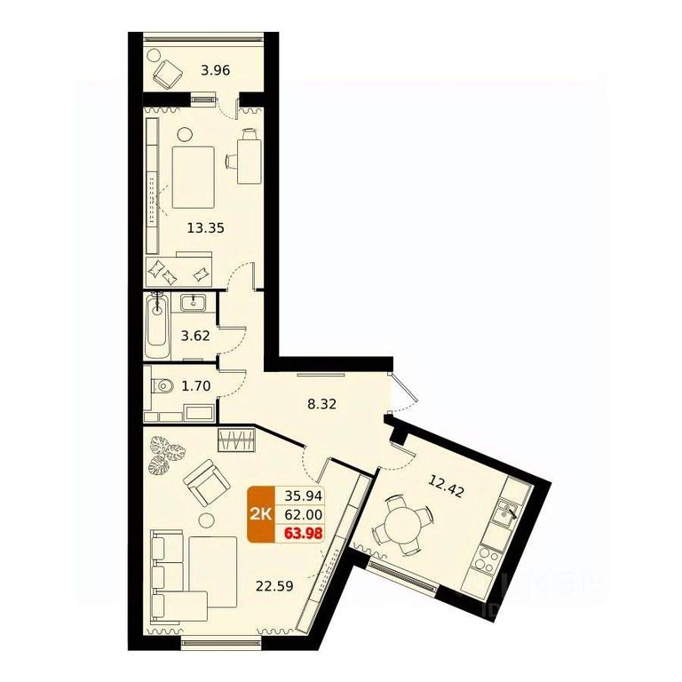 1-BD Apartment Sale, 63.98平方米 at Domodedovo park, Tvorchestva Street, Domodedovo Village, Domodedovo City District, Moscow Region, Russia #1 1-BD Apartment Sale, 63.98平方米 at Domodedovo park, Tvorchestva Street, Domodedovo Village, Domodedovo City District, Moscow Region, Russia #1