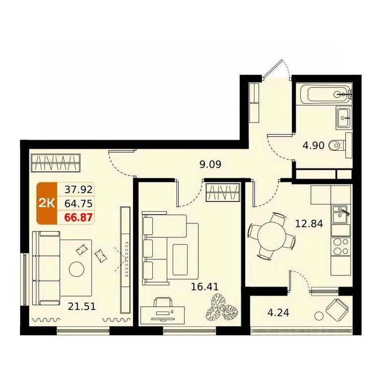 1-BD Apartment Sale, 66.87平方米 at Domodedovo park, Tvorchestva Street, Domodedovo Village, Domodedovo City District, Moscow Region, Russia #1 1-BD Apartment Sale, 66.87平方米 at Domodedovo park, Tvorchestva Street, Domodedovo Village, Domodedovo City District, Moscow Region, Russia #1
