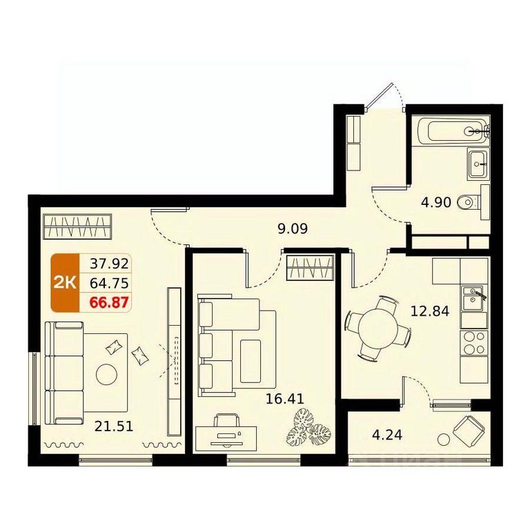 1-BD Apartment Sale, 66.87平方米 at Domodedovo park, Tvorchestva Street, Domodedovo Village, Domodedovo City District, Moscow Region, Russia #1 1-BD Apartment Sale, 66.87平方米 at Domodedovo park, Tvorchestva Street, Domodedovo Village, Domodedovo City District, Moscow Region, Russia #1