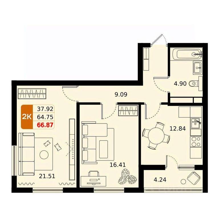 Продажа 1-комн. квартиры, 66,87 м² в ЖК «Домодедово парк», улица Творчества, село Домодедово, городской округ Домодедово, Московская область, Россия #1 Продажа 1-комн. квартиры, 66,87 м² в ЖК «Домодедово парк», улица Творчества, село Домодедово, городской округ Домодедово, Московская область, Россия #1