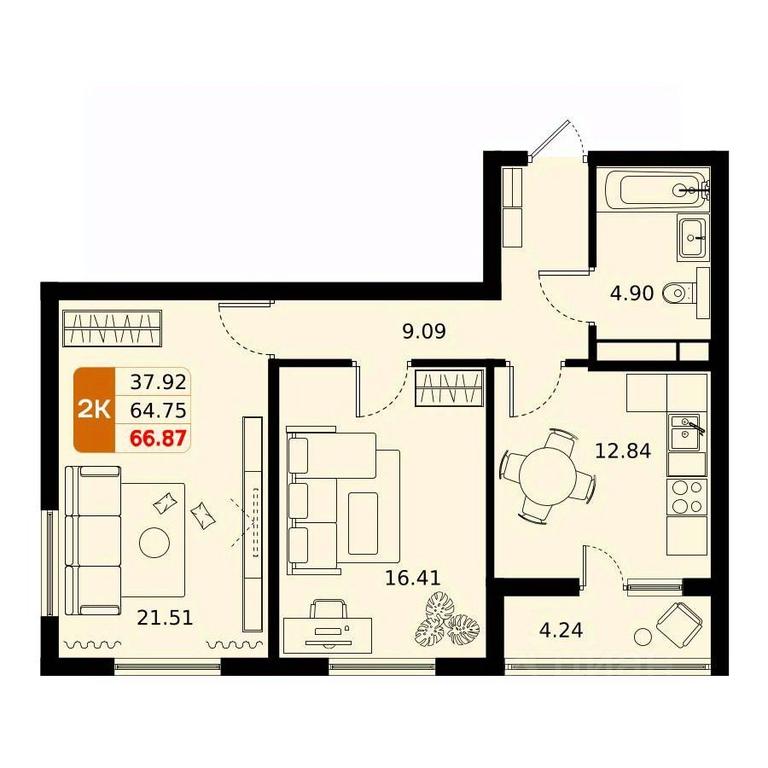 1-BD Apartment Sale, 66.87平方米 at Domodedovo park, Tvorchestva Street, Domodedovo Village, Domodedovo City District, Moscow Region, Russia #1 1-BD Apartment Sale, 66.87平方米 at Domodedovo park, Tvorchestva Street, Domodedovo Village, Domodedovo City District, Moscow Region, Russia #1