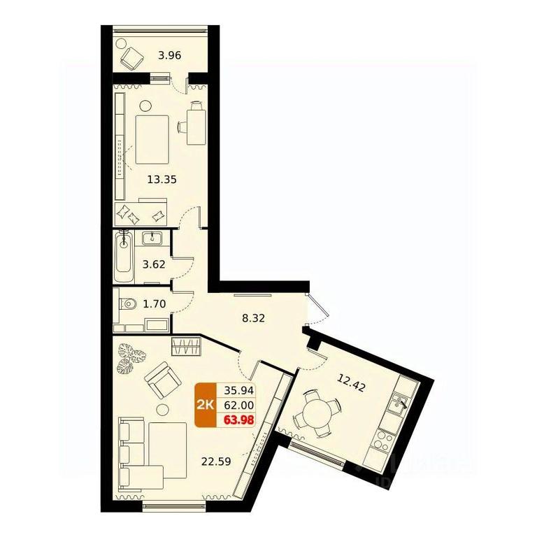 Продажа 1-комн. квартиры, 63,98 м² в ЖК «Домодедово парк», улица Творчества, село Домодедово, городской округ Домодедово, Московская область, Россия #1 Продажа 1-комн. квартиры, 63,98 м² в ЖК «Домодедово парк», улица Творчества, село Домодедово, городской округ Домодедово, Московская область, Россия #1