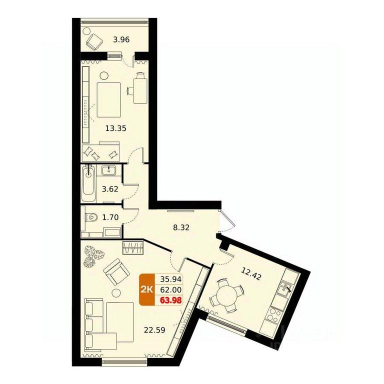 Продажа 1-комн. квартиры, 63,98 м² в ЖК «Домодедово парк», улица Творчества, село Домодедово, городской округ Домодедово, Московская область, Россия #1 Продажа 1-комн. квартиры, 63,98 м² в ЖК «Домодедово парк», улица Творчества, село Домодедово, городской округ Домодедово, Московская область, Россия #1