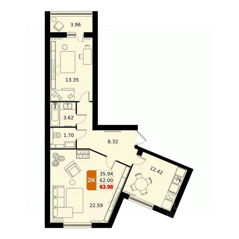 Продажа 1-комн. квартиры, 63,98 м² в ЖК «Домодедово парк», улица Творчества, село Домодедово, городской округ Домодедово, Московская область, Россия #1 Продажа 1-комн. квартиры, 63,98 м² в ЖК «Домодедово парк», улица Творчества, село Домодедово, городской округ Домодедово, Московская область, Россия #1