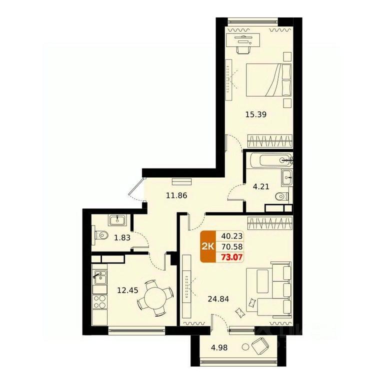 1-BD Apartment Sale, 73.07平方米 at Domodedovo park, Tvorchestva Street, Domodedovo Village, Domodedovo City District, Moscow Region, Russia #1 1-BD Apartment Sale, 73.07平方米 at Domodedovo park, Tvorchestva Street, Domodedovo Village, Domodedovo City District, Moscow Region, Russia #1