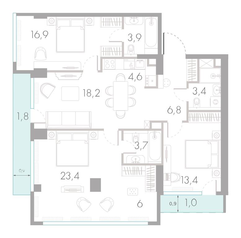 3-BD Apartment Sale, 103.1 sq. m. at River Park Towers, Kutuzovsky Drive, 16с1, Moscow, Russia #1