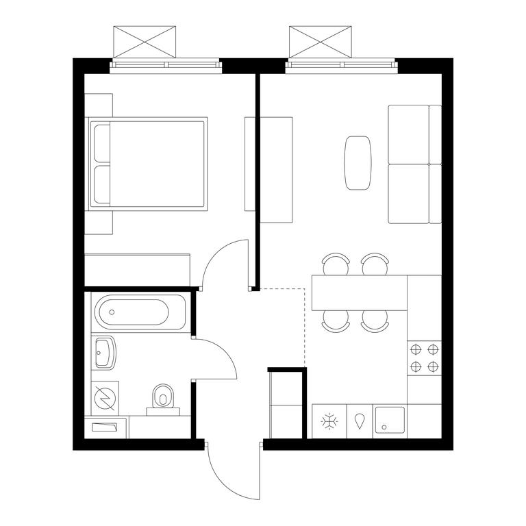 1-BD Apartment Sale, 36.1 sq. m. at Yunino, Mostotresta Street, 10, Scherbinka, Moscow, Russia #1