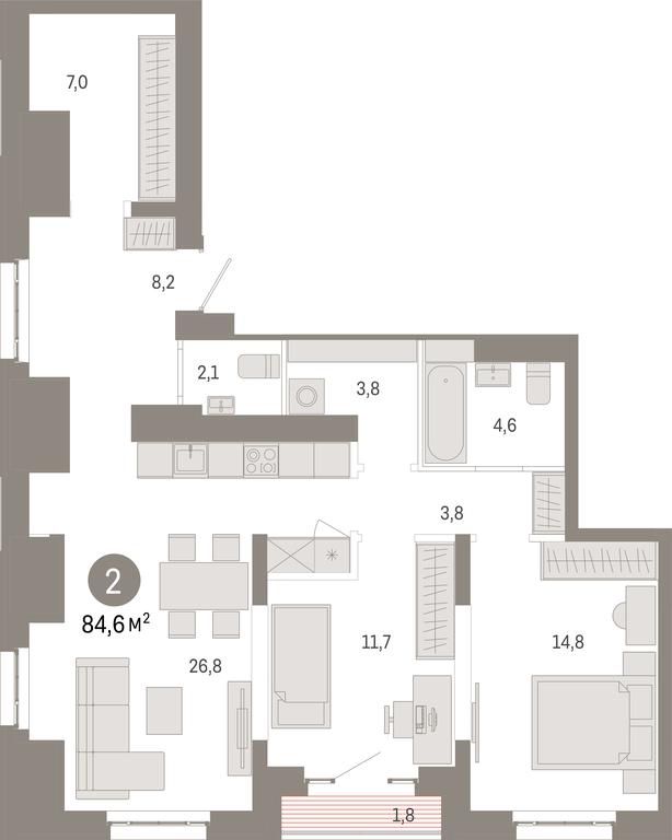 2-BD Apartment Sale, 84.7平方米 at Kvartal Metronom, Tagilskaya Street, Moscow, Russia #1 2-BD Apartment Sale, 84.7平方米 at Kvartal Metronom, Tagilskaya Street, Moscow, Russia #1