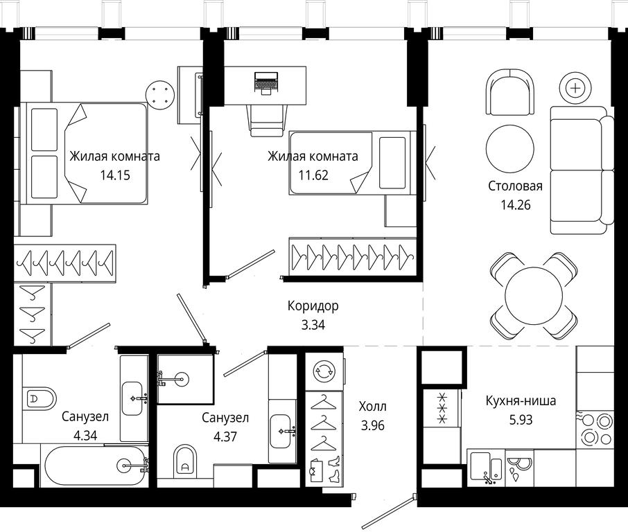 2-BD Apartment Sale, 61.96 sq. m. at Mod, 4th Maryinoy Roschi Street, 12с9, Moscow, Russia #1 2-BD Apartment Sale, 61.96 sq. m. at Mod, 4th Maryinoy Roschi Street, 12с9, Moscow, Russia #1
