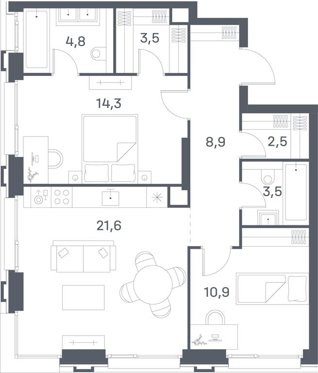 2-BD Apartment Sale, 70平方米 at Portland, Yuzhnoportovaya Street, 42с5, Moscow, Russia #1 2-BD Apartment Sale, 70平方米 at Portland, Yuzhnoportovaya Street, 42с5, Moscow, Russia #1